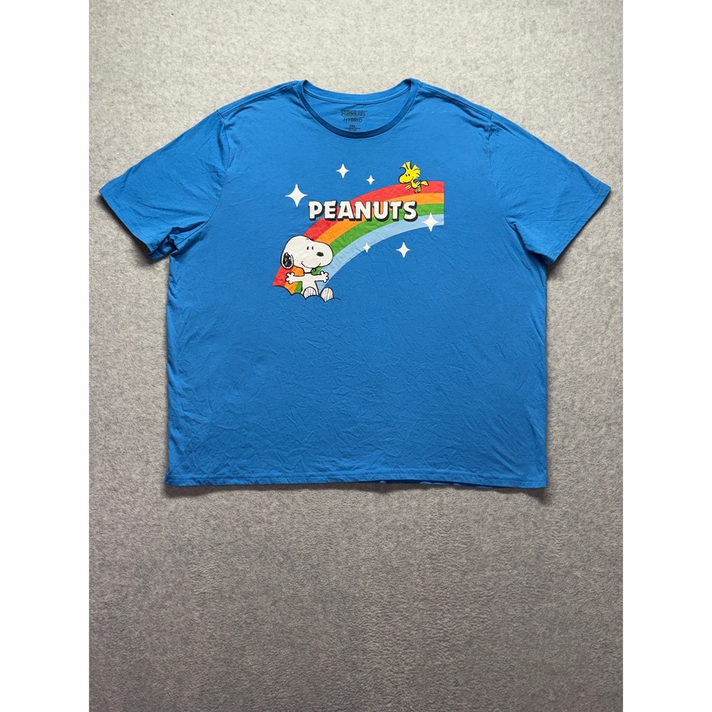 Peanuts Hybrid Snoopy Woodstock Rainbow Graphic T-Shirt Blue Mens 3XL